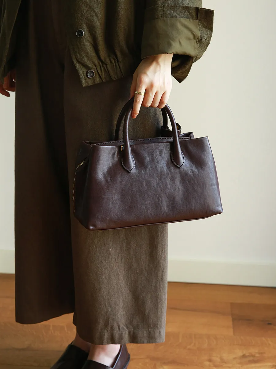 PNDME simple casual luxury genuine leather women's handbag fashion designer handmade cow leather large-capacity shoulder bag