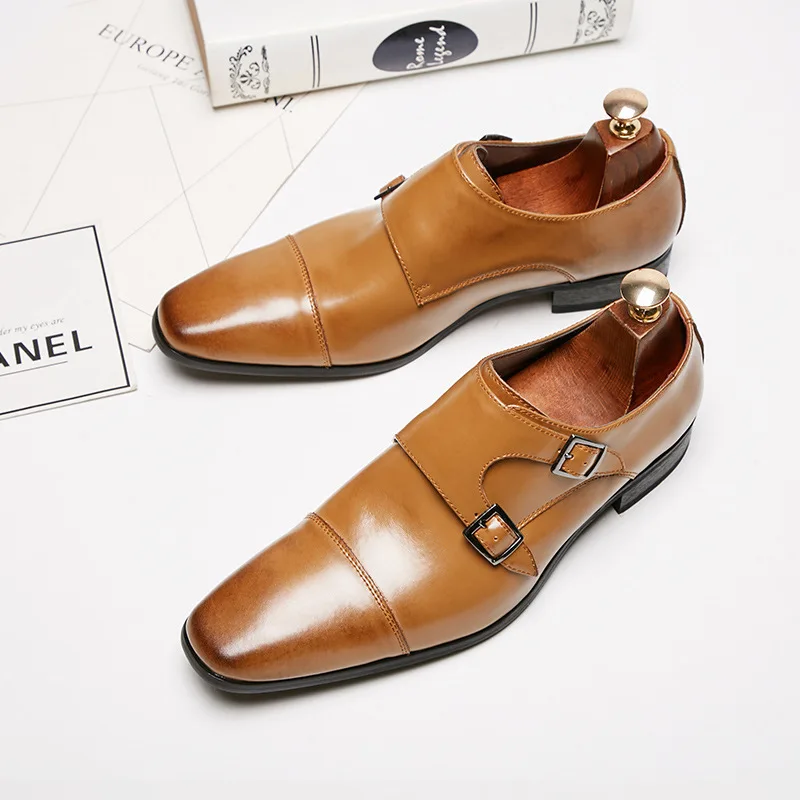 2024 New Business Dress For Men Flats Genuine Leather Three Joint Single Shoes Mengke Buckle Office Wedding Shoes  Loafers туфли