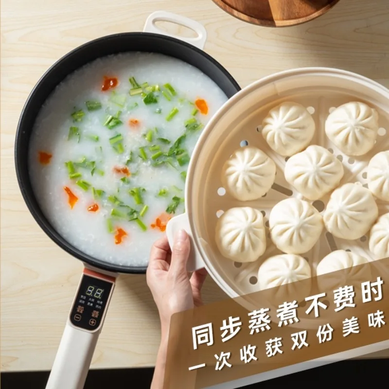 110V มัลติฟังก์ชั่ไฟฟ้ากระทะ All-In-One หอพัก Non-Stick กระทะหม้อหุงข้าวกระทะทำอาหารเครื่องใช้ในบ้าน Chafing จานไอน้ำ