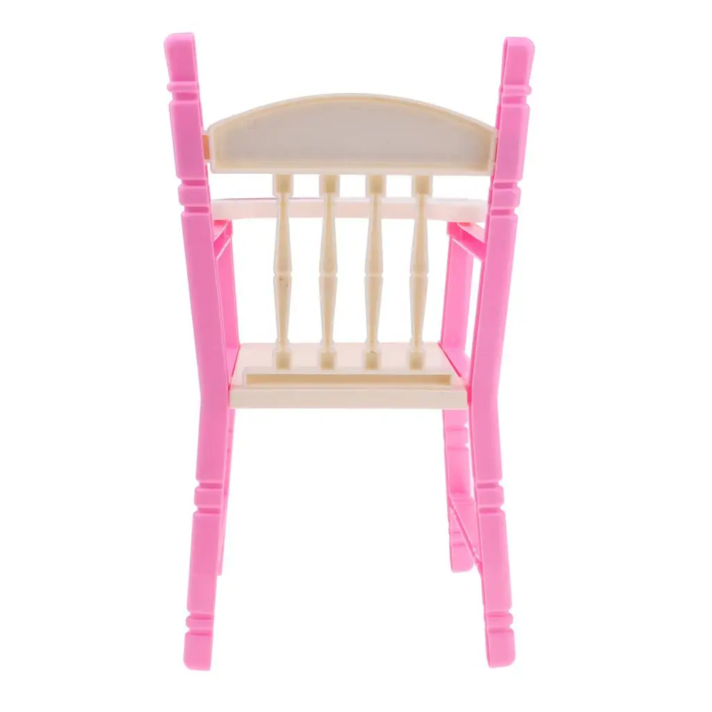 Silla alta rosa, modelo de silla de comedor para accesorios de muñecas Reborn Girl de 9-11 pulgadas