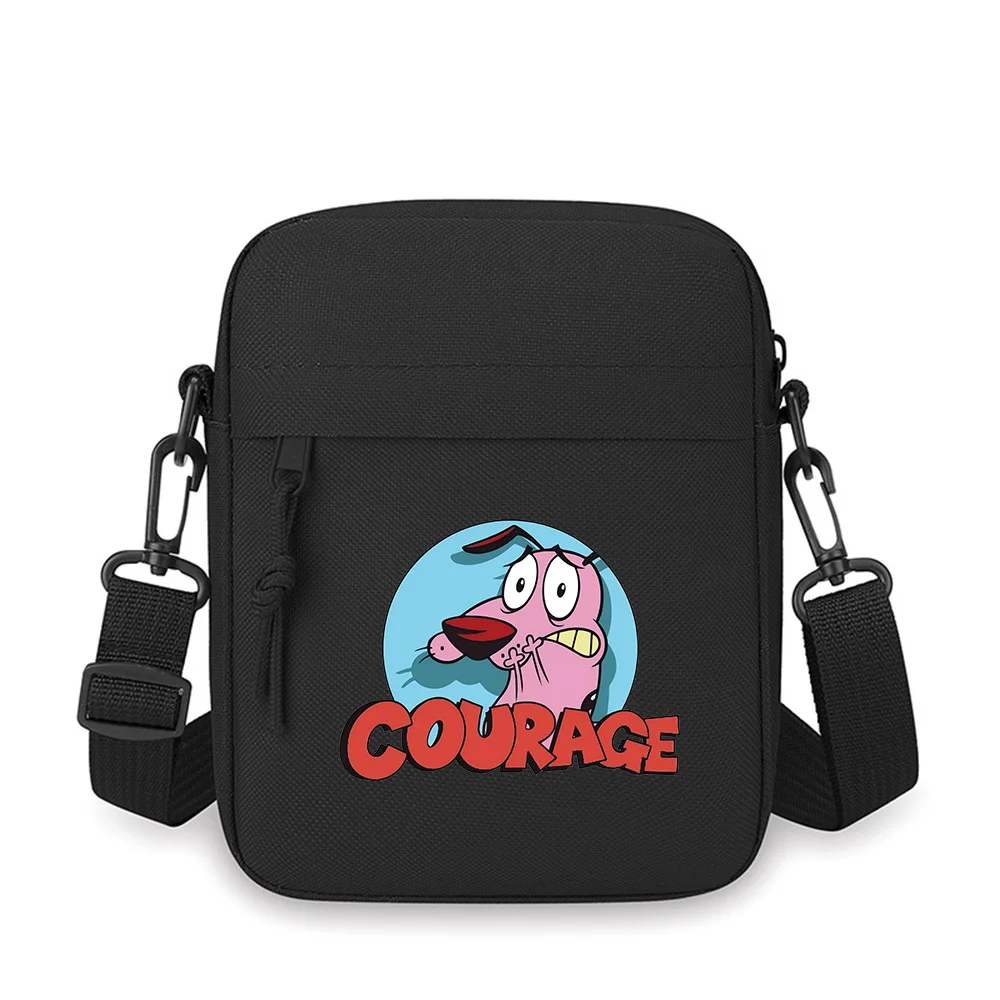 Pink dog worried in blue Men Crossbody Bag Single Shoulder Women Cartoon Anime Film Printing Design Unisex