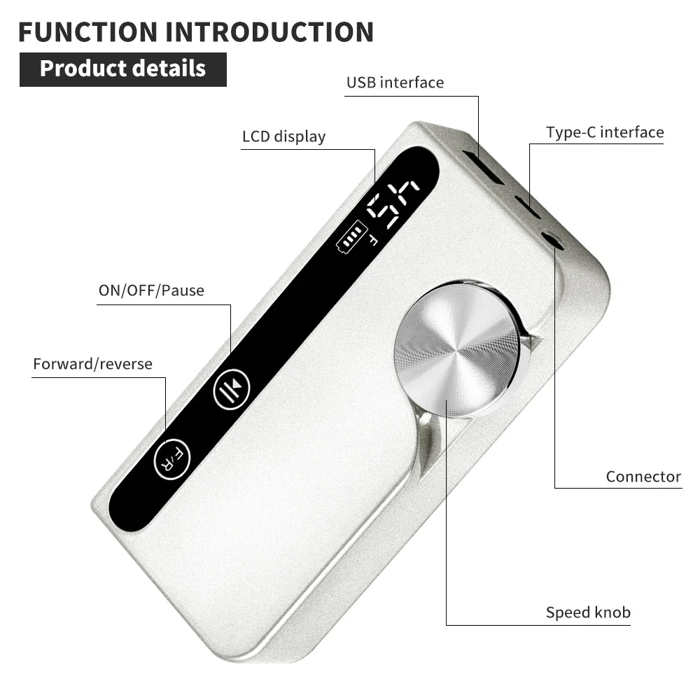 45000RPM Rechargeable Nail Drill Professional Low Noise Polishing Nail Machine Suitable for Gel Nail Polish Polishing Tool