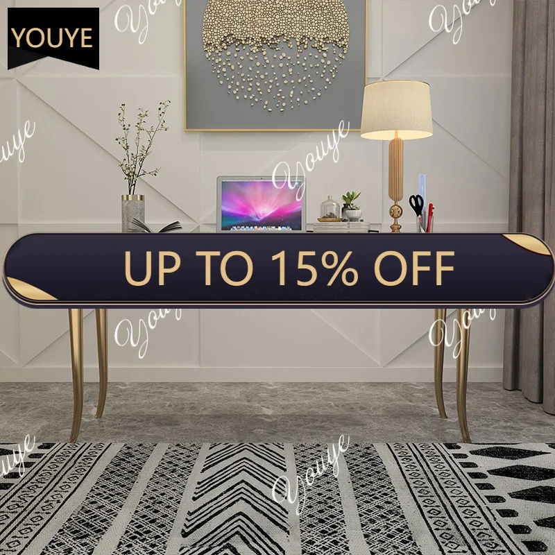 كرسي مكتب على الطراز الأمريكي الخفيف الفاخر، مكتب دراسة منزلي، مكتب بسيط وحديث من الخشب الصلب، مكتب صغير مطلي #1