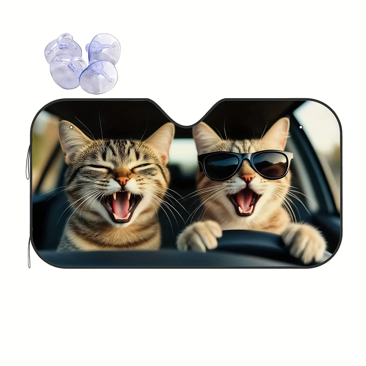 

[Зонт от солнца Cool Cats] 1 шт. Cool Cats, модные очки с узором, автомобильный солнцезащитный козырек | Очаровательные модные очки с дизайном кошек, легкие вкладыши