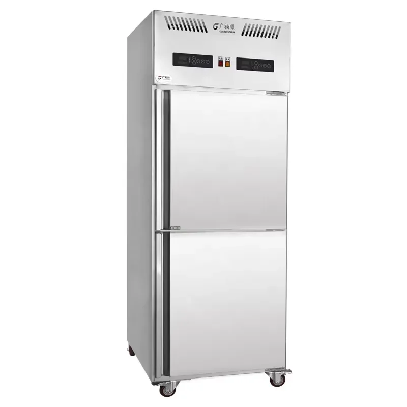 -30C Freezer Fan Cooling Double-Temperature 2-Door Refrigerator Cake Shop Digital 201 Stainless Automatic Defrost 14 Shelves
