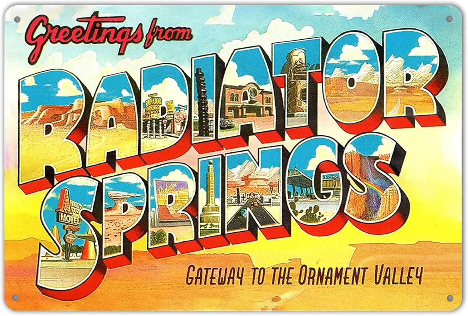 Radiator Springs Twine - Décoration murale en métal, plaque en étain, art inspirant - es