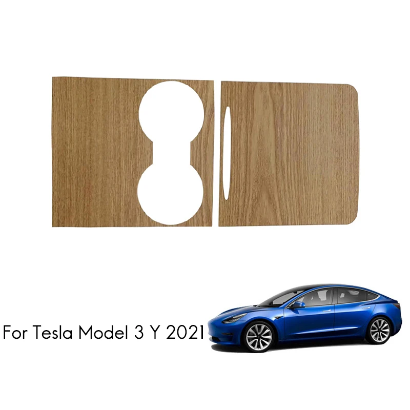 Carro Center Console grão de madeira adesivo, guarnição para Tesla Model 3 Y, painel de instrumentos, carro styling, 2021