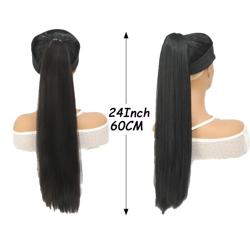 Xnaira Sintético Ponytail Extensões, Rubber Band Cabelo, Trançado Pony Cauda Hairpiece, 24"