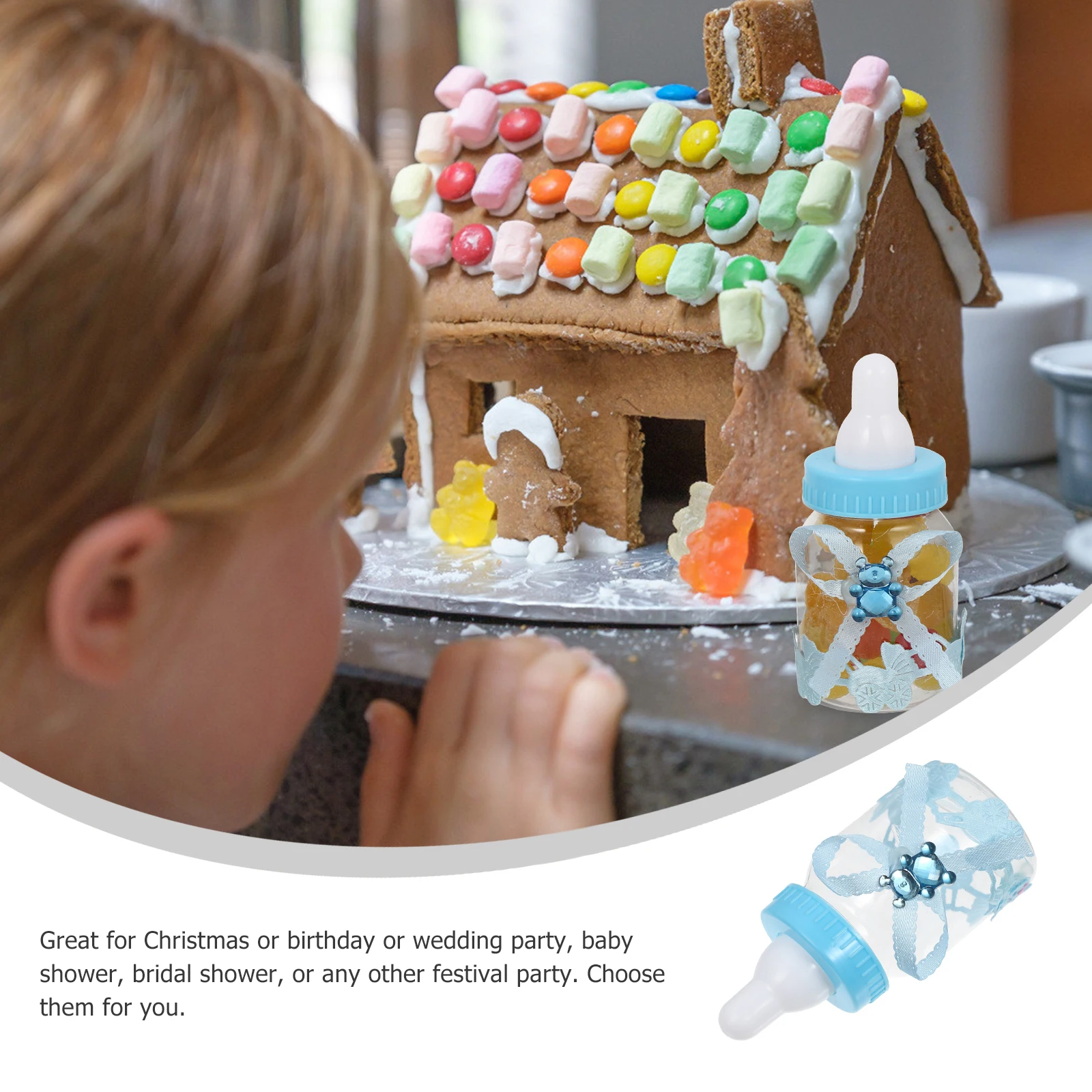 

12 Pcs Bear Bottle of Wedding Candy Chocolates Boxes for European Style Jars with Lids Baby