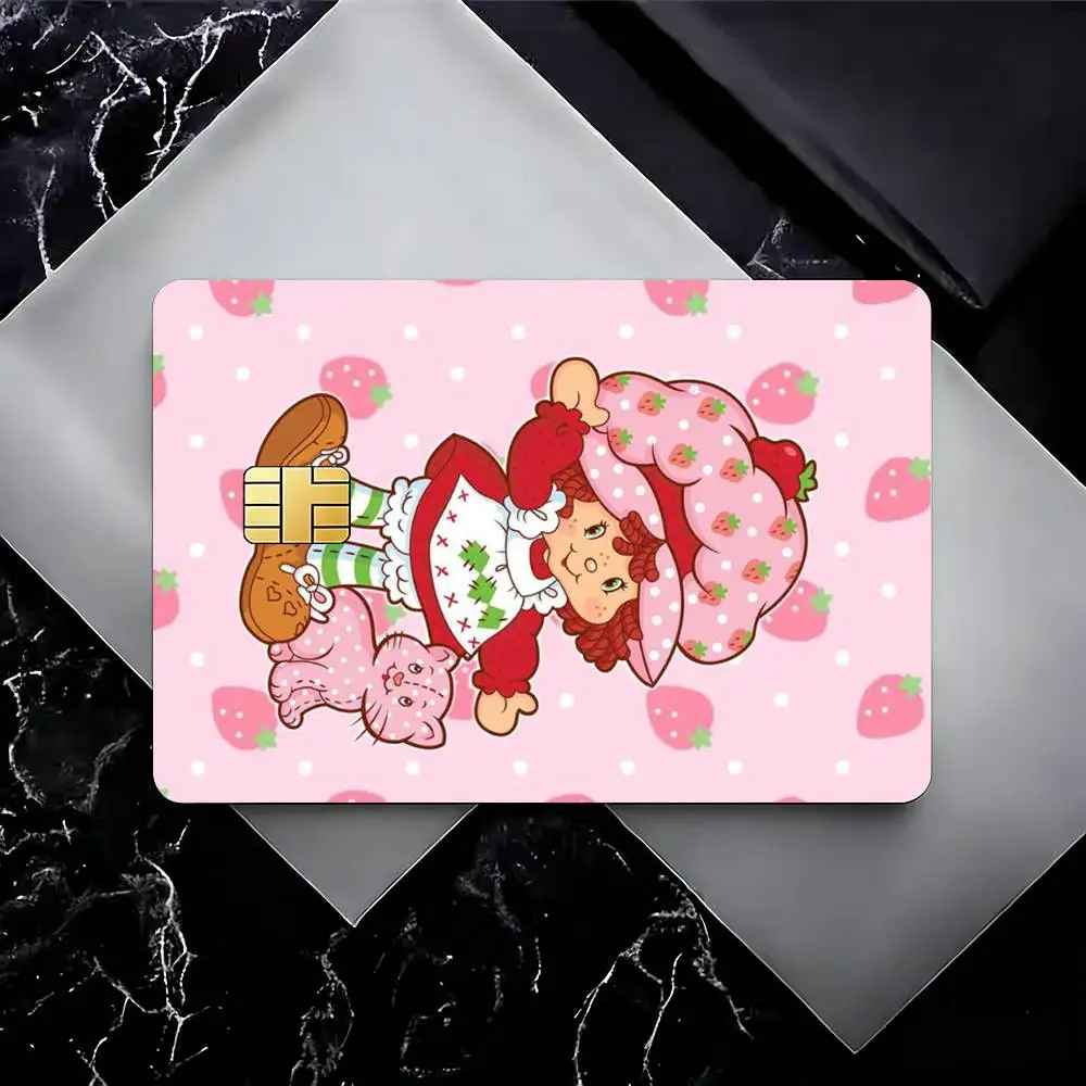 S-Strawberry S-Shortcake-Girl-ES Credit Card HD Stickers Small Chip Waterproof Sticker Game Card Decal