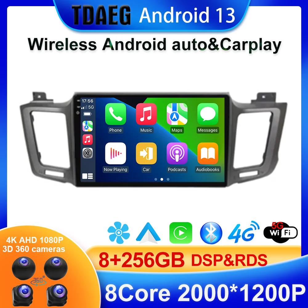 Radio Multimedia con GPS para coche, reproductor de vídeo estéreo con Android 13, No 2 din, dvd, para Toyota RAV4, 4, XA40, 5, XA50, 2012 - 2018