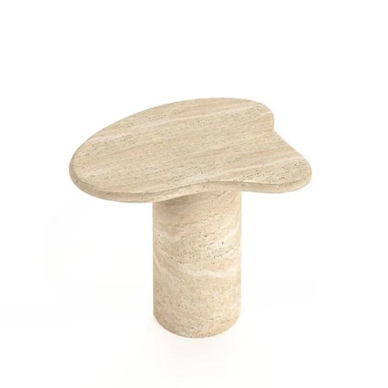 

Wabi-sabi style light luxury natural travertine coffee table, modern minimalist small rectangular coffee table