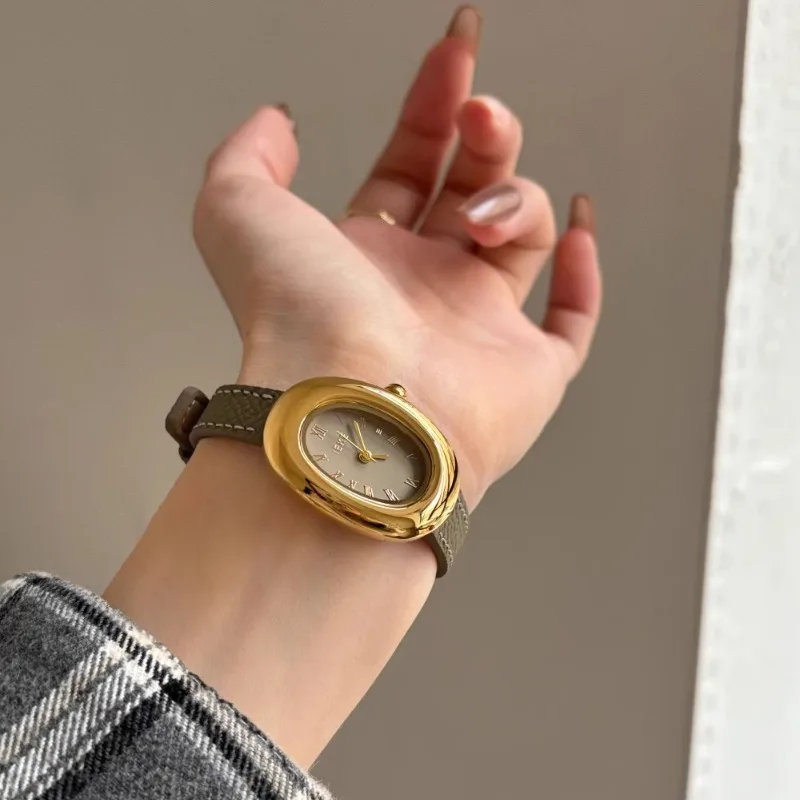 

Women Quartz Watch Luxury Roman Numerals Reloj Vintage Simple Oval Clock Ladies Stainless Steel Orologio Gold Sliver Wristwatch