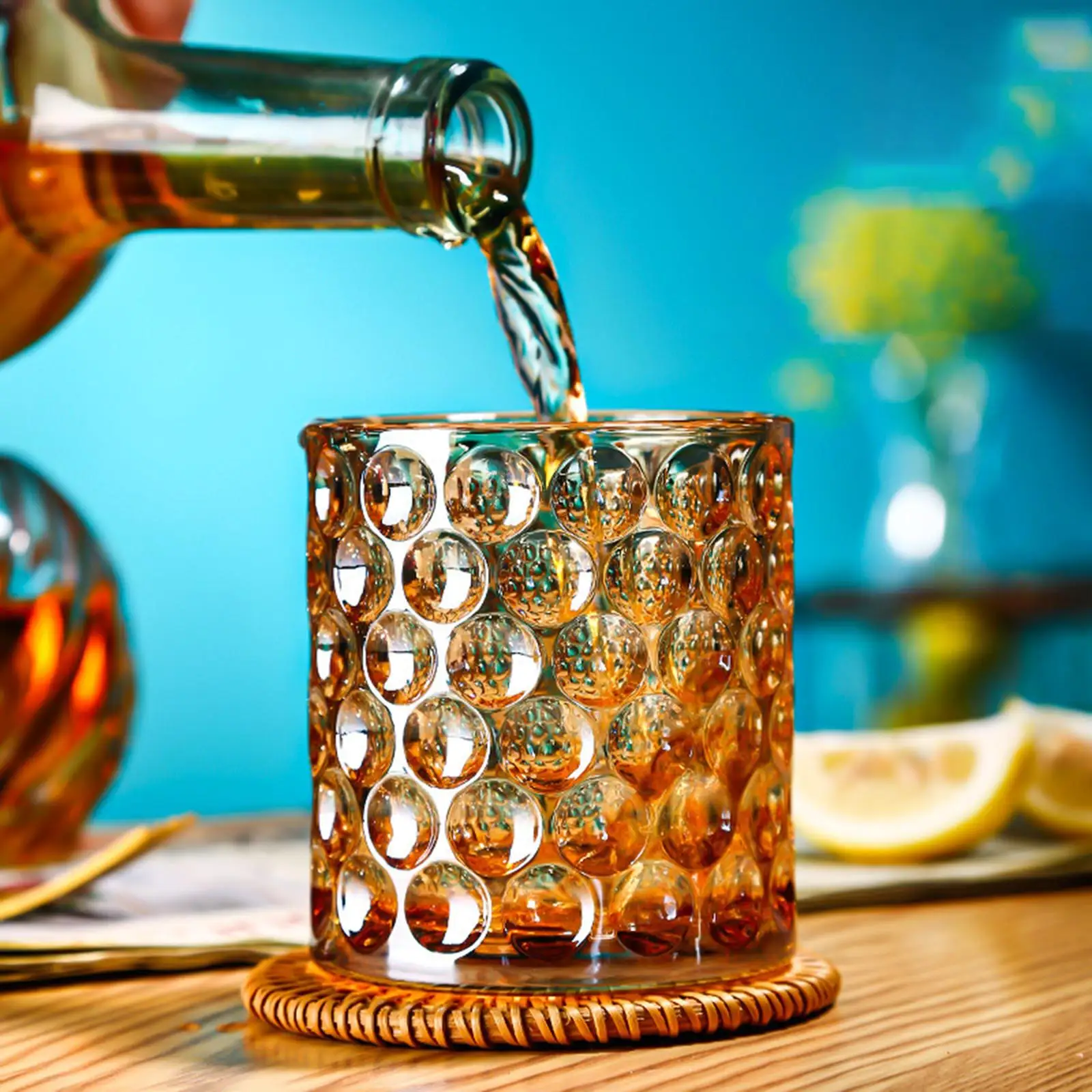 

300ml Glass Cup Glassware Thick Weighted Bottom Heat Resistant Creative Coffee Cup for Office Desktop KTV Bar Leisure