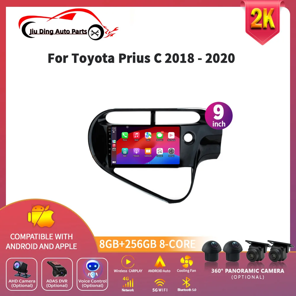 Wireless Carplay  Screen Stereo GPS Android 14 Car Radio For Toyota Prius C 2018 - 2020 Multimedia Video Player Navigation