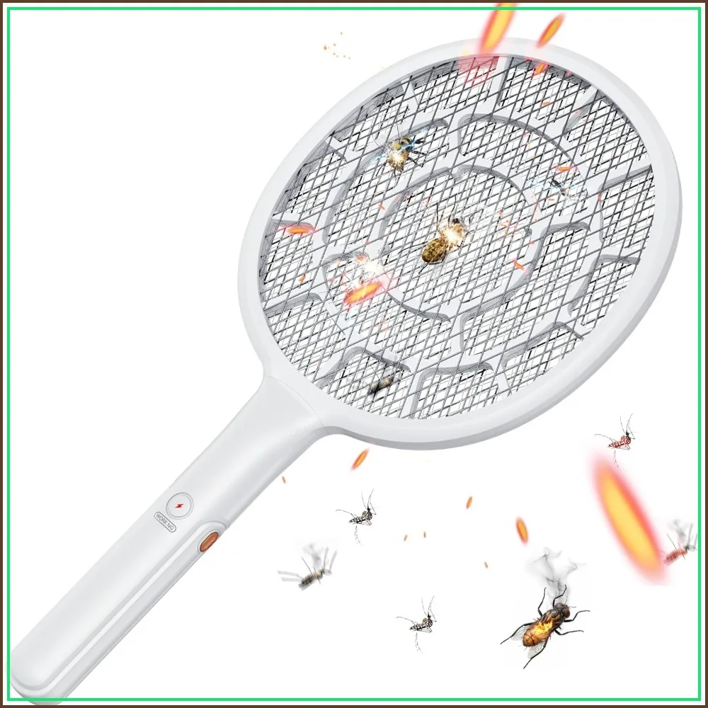 Electric Fly Swatter, Bug Zapper Racket - Gold Zone 3400V, 3mm Mesh, 7.5 oz, AA Battery Operated