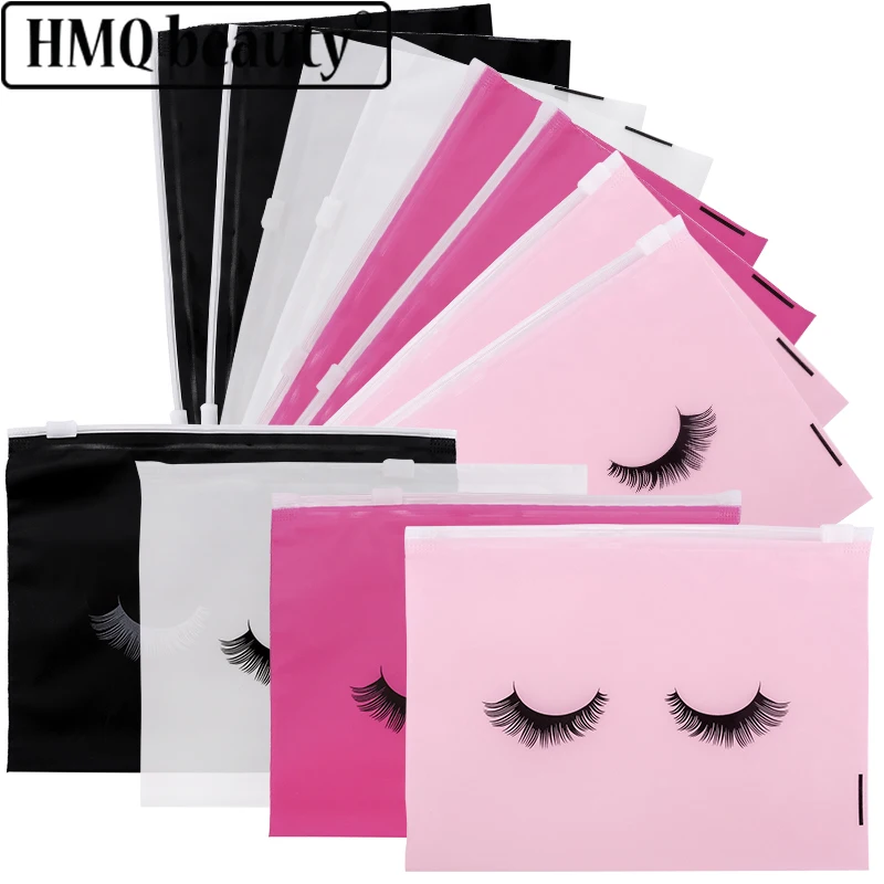 

100PCS Eyelash Aftercare Bags False Eyelashes Accessories Storage Zipper Lash Extension Bag Toiletry Pouch Waterproof