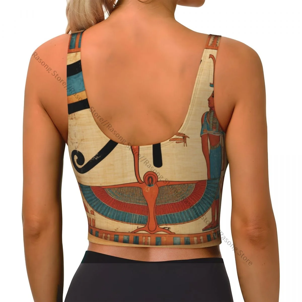 Yoga Vest Women Gym Sports Crop Tops Ancient Egyptian Parchment Streetwear Workout Breathable Tank Top Female