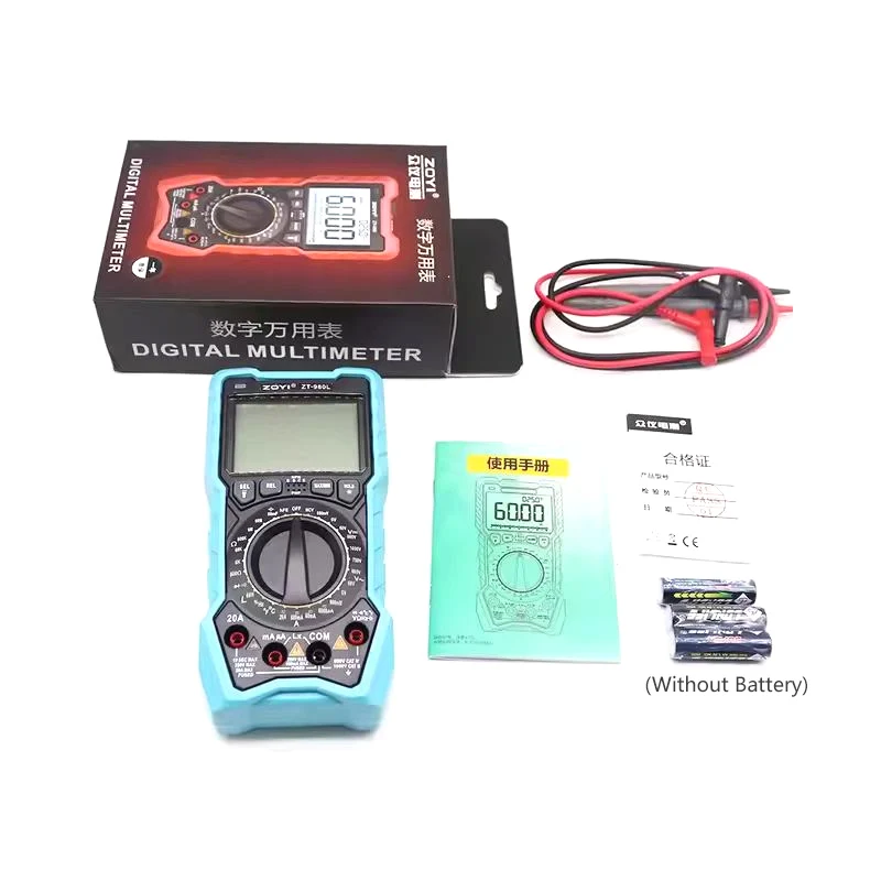 ZOYI ZT-980L Digitalmultimeter 6000 Zählungen Transistortest Frequncy Diode Triode Temperatur Induktivitätstest Strom