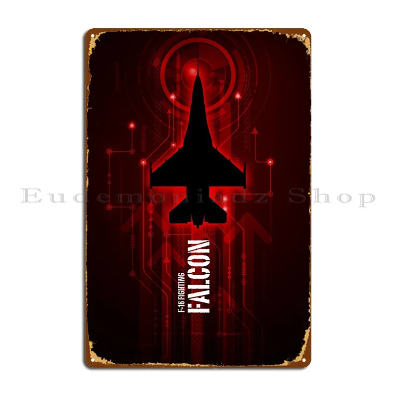 F-16 Fighting Falcon Digital Art Work Metal Plaque Poster Bar Wall Decor Wall Decor Print Wall Mural Tin Sign Poster