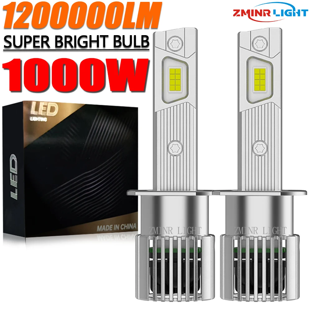 

Светодиодные лампы H1 H7 H4 для фар и противотуманных фар, 1200000 лм, суперяркие, CANBUS Turbo 9584 CSP, 6000K, 12В 24В, Plug&Play