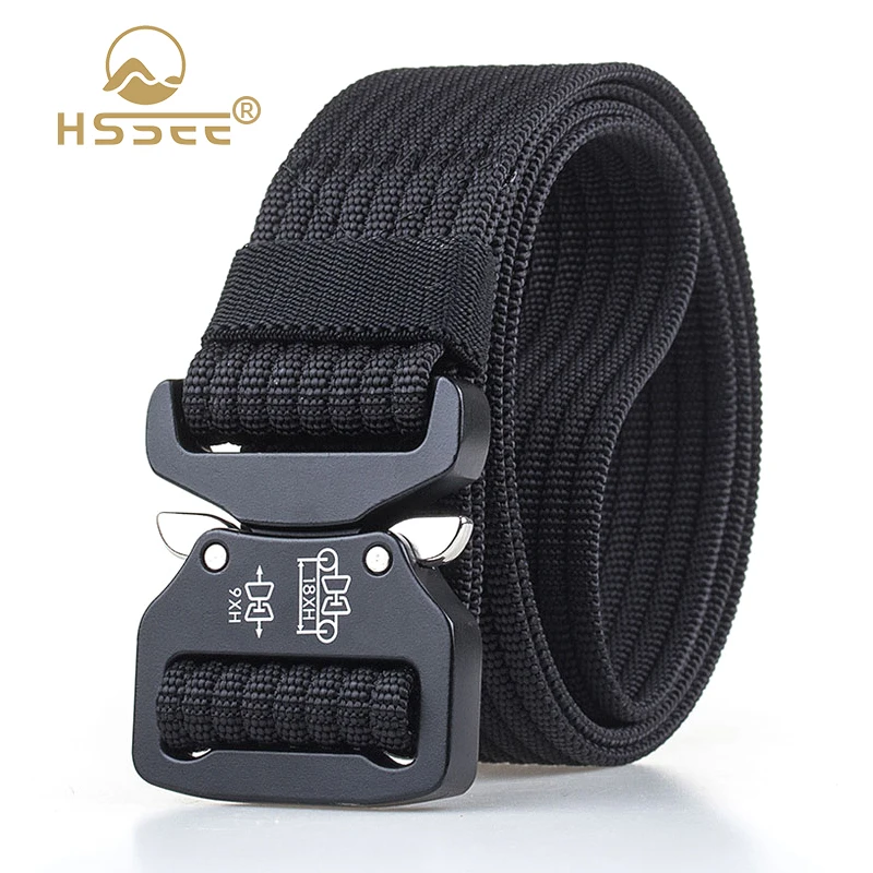 HSSEE Retro Tactical Belt for Men Metal Buckle Quick Release Police Military Army Belt Tight Nylon Outdoor Casual Belt Male Gift