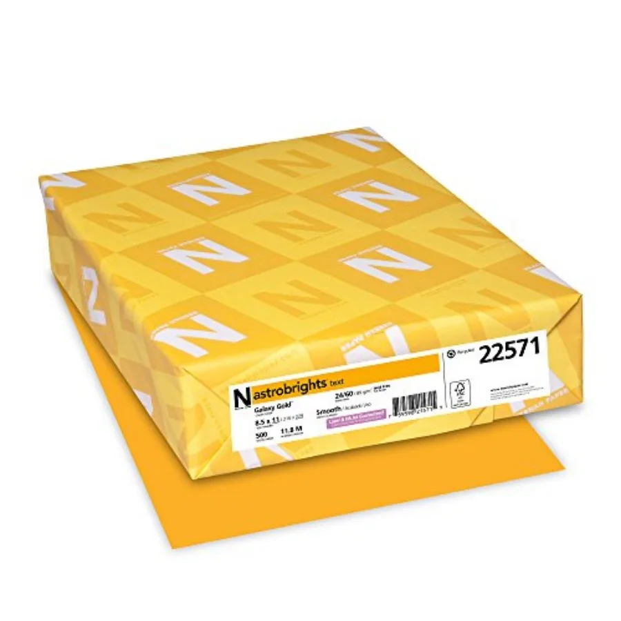 

Astrobrights Premium Color Paper, 24 lb, 8.5 x Inches, 500 Sheets, Galaxy Gold 2257