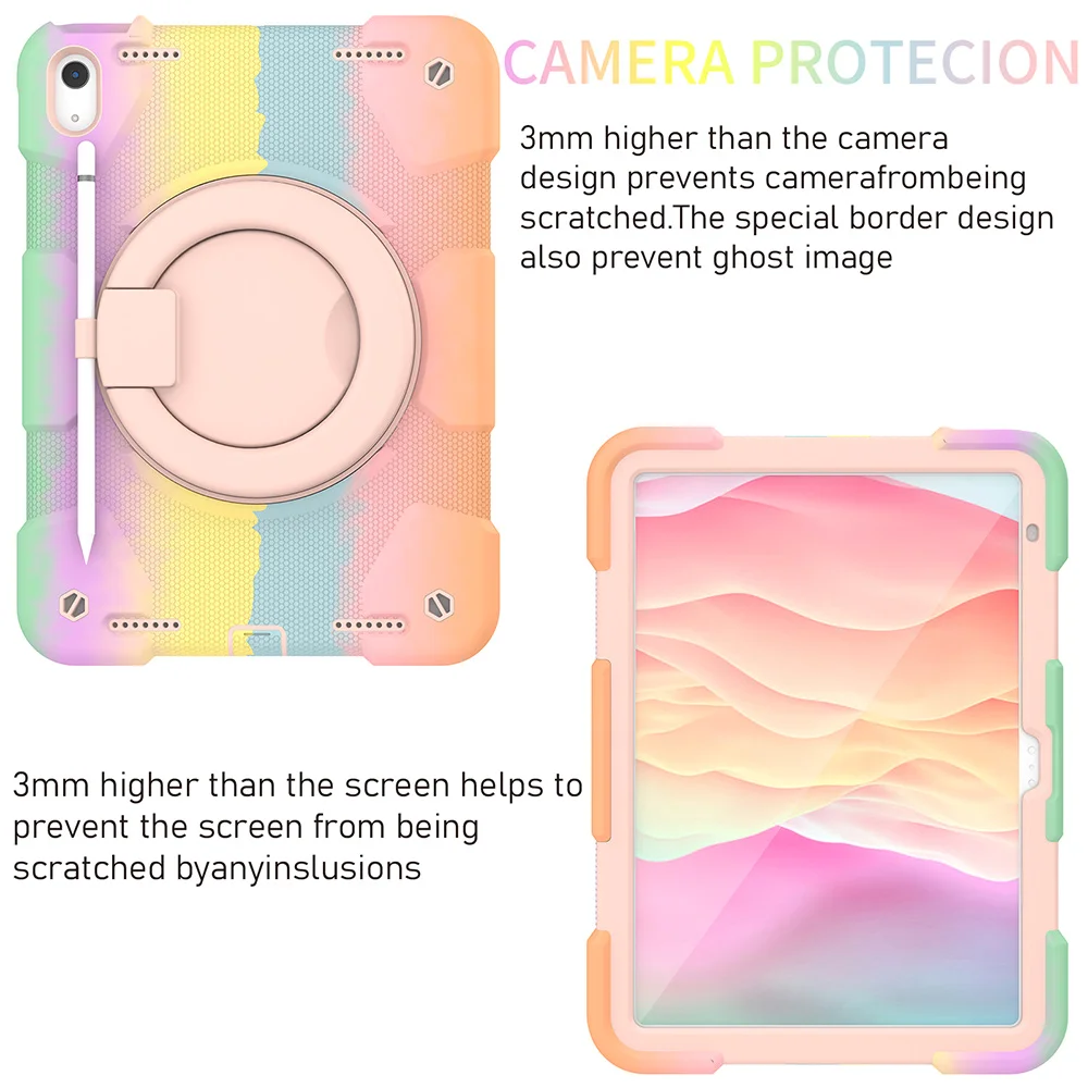 Universal Stand Tablet Case For iPad 11th 10th Gen Air 5 4 10.9 iPad Air 1 2 Pro 9.7 10.2 360 Rotating Handle Grip Cover Kids