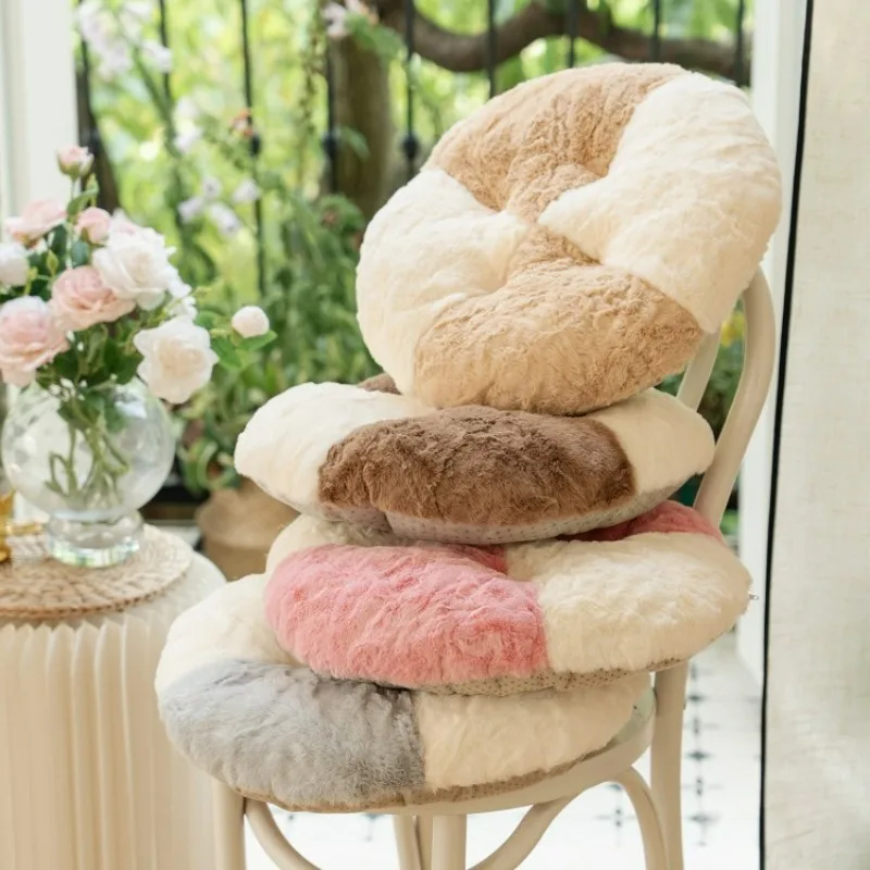 43x43cm Plush Round Chair Cushion, Office Balcony Bay Window, Dual-purpose Backrest, Long Sitting Artifact