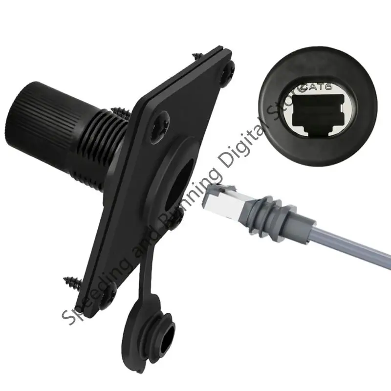 D Type Waterproof RJ45 8P8C Cat6 Socket Panel Mount Extension Ethernet Cable Connector Cat6 Internet Adapter