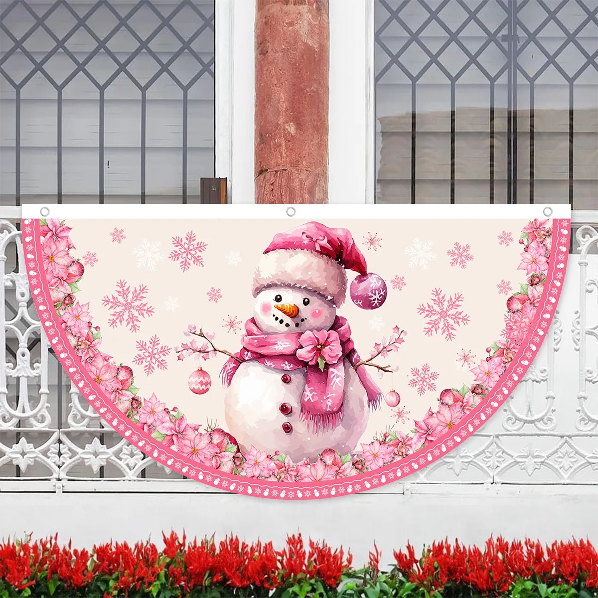 Christmas Outdoor Fan-shaped Flag Banner Christmas Decor for Home 2026 Cristmas Drop Ornament Xmas Navidad Gift New Year 2027