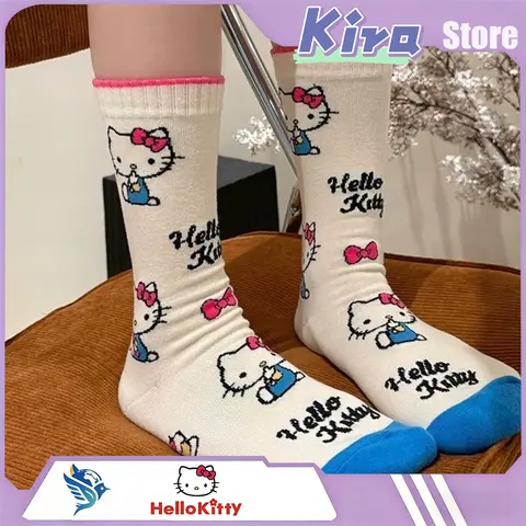 HELLO KITTY Early Spring Dopamine Sock Children Graffiti Cute And Creative Socks Stocking Student Present