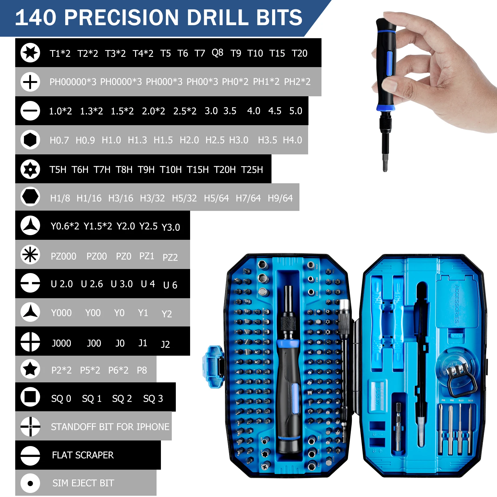 1/4 sets Precision Screwdriver Set 152 in 1 Screw Drivers Hand Tool Kit with 140 Bits Electronics Tool Repair Kit