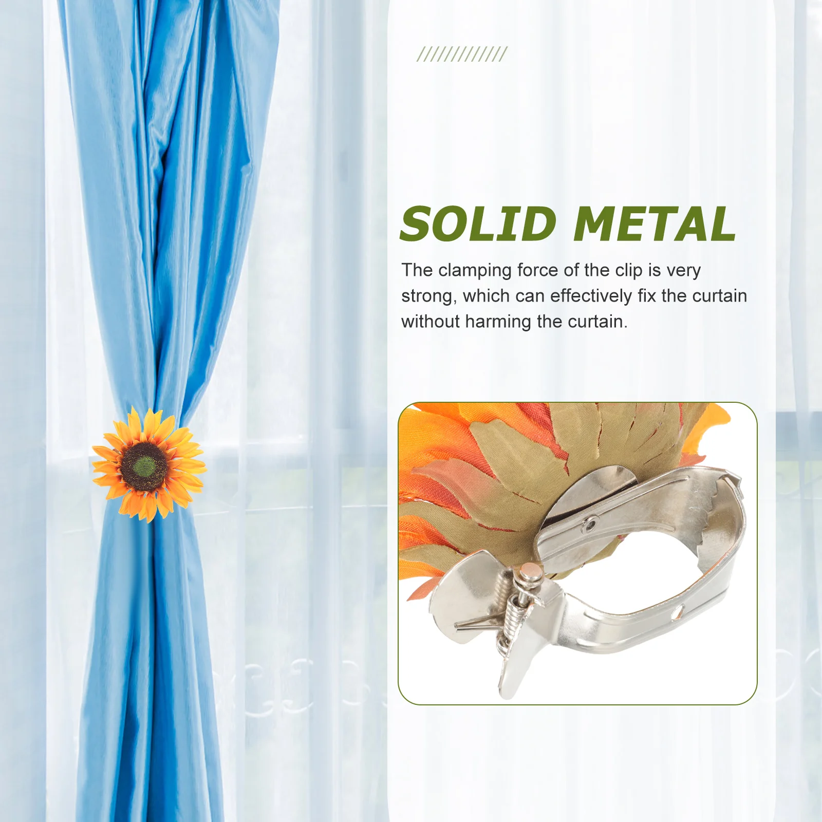 

2pcs Sunflower Curtain Tieback Clips Strong Holdback Clamps For Gauze Sheer Thin Curtains Drapery Binding Buckle Clamp