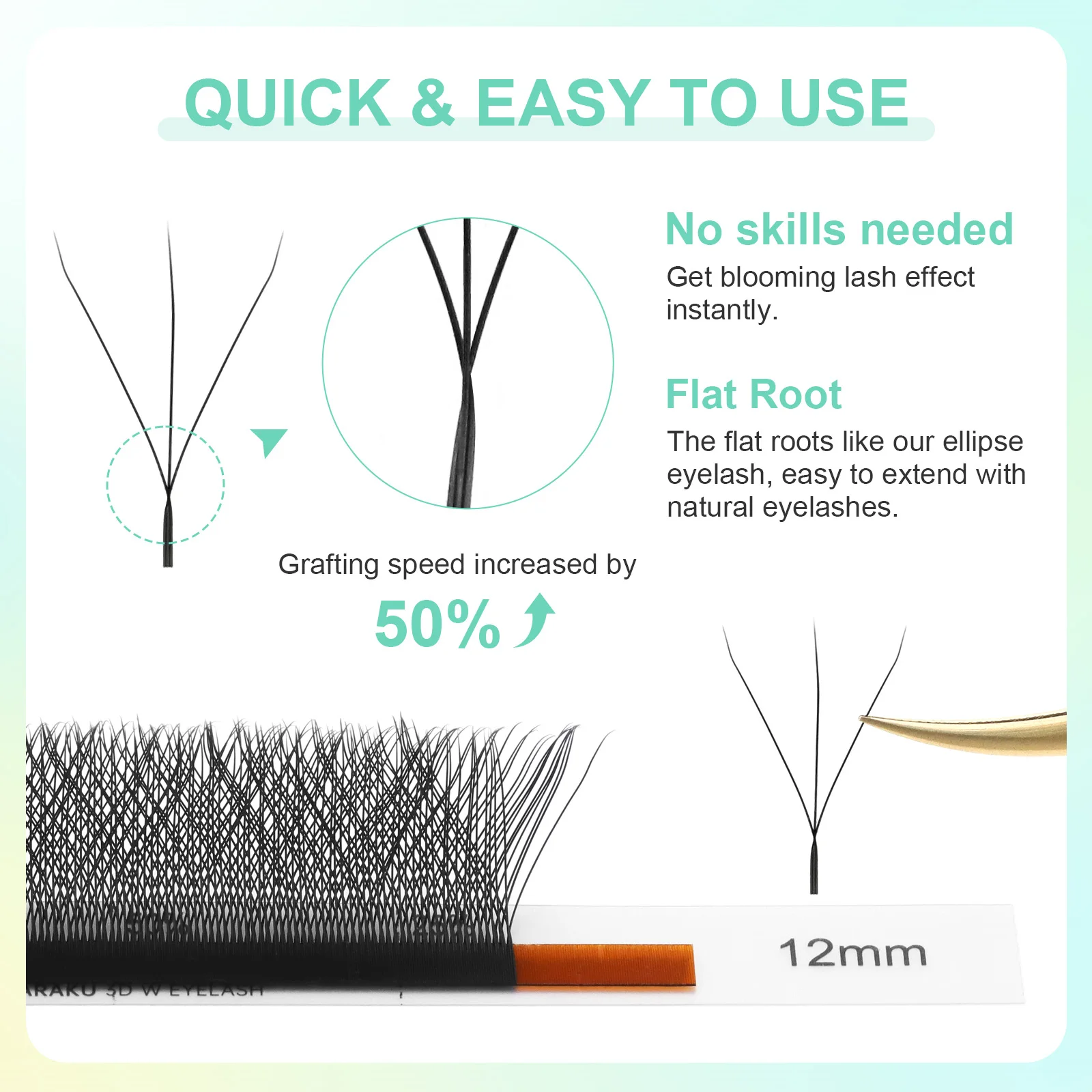 NAGARAKU 8640 Fächer 3D/4D/5D W-Form 54 Reihen Natürliche Weiche Leichte Handgewebte Fächer Automatische Blumen-Wimpernverlängerungen – Detail 5