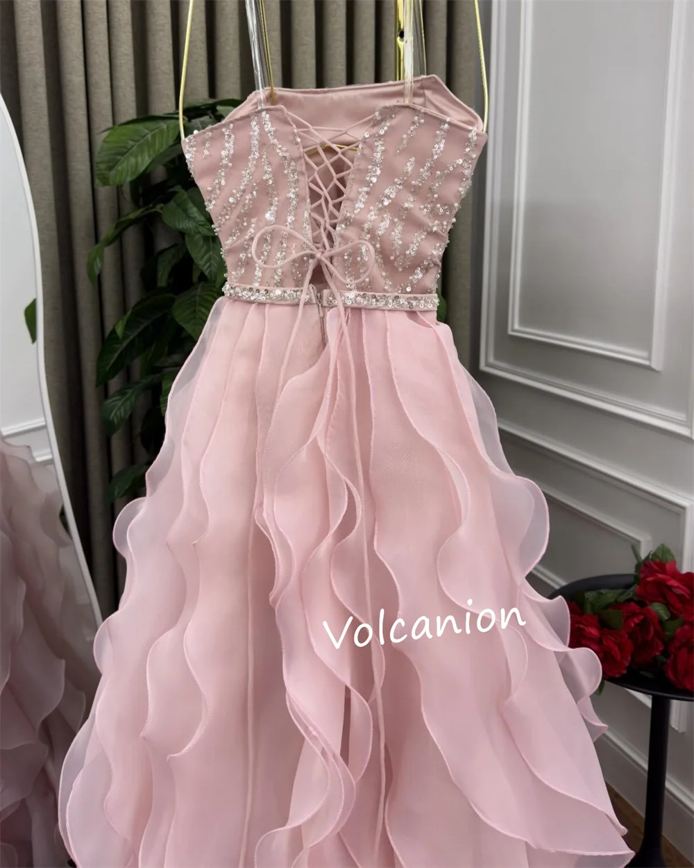 Длинные платья трапециевидной формы без бретелек с рюшами из органзы по индивидуальному заказу, торжественный вечер, изысканный блеск