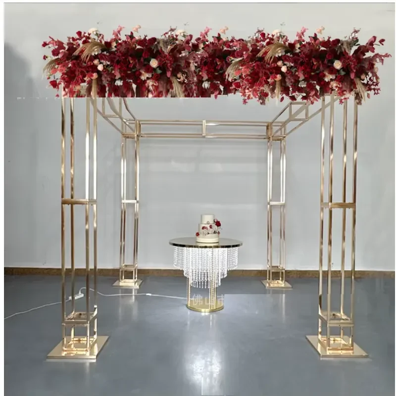 Gold Metal Iron Frame Arch Flower Stand Metal Arch Wedding Backdrop Decoration Large Wedding Background Stage Decor Metal