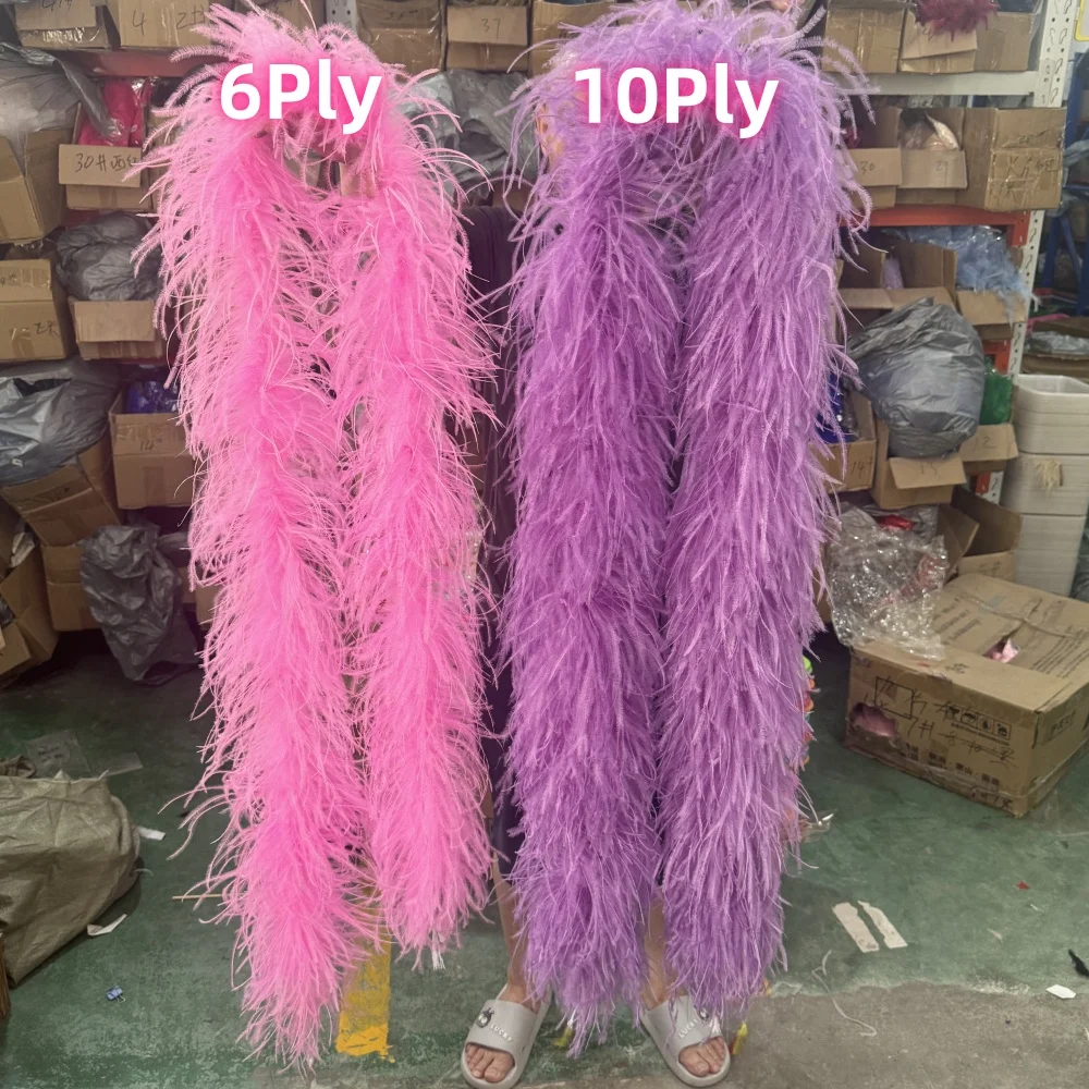 

3 6 10 15 20Ply Fluffy Boa Natural Ostrich Feathers boa Ribbon 2 Meters Decoration feather Scarf for Carnival Dress Skirt Decor