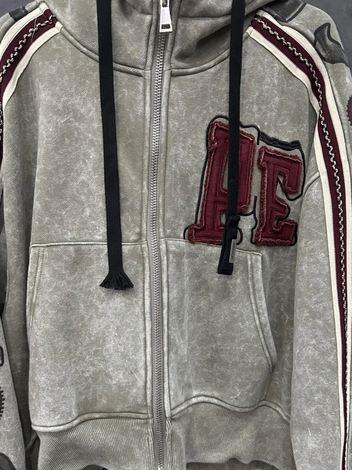 2025 Spring and Autumn New American Retro Embroidered Cardigan Hooded Sweatshirt Loose Fashion Design Jacket for Women