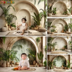 Mocsicka Photography Background Romantic Arch Wall Green Leaf Decor Birthday Wedding Child Adult Portrait Backdrop Photo Studio