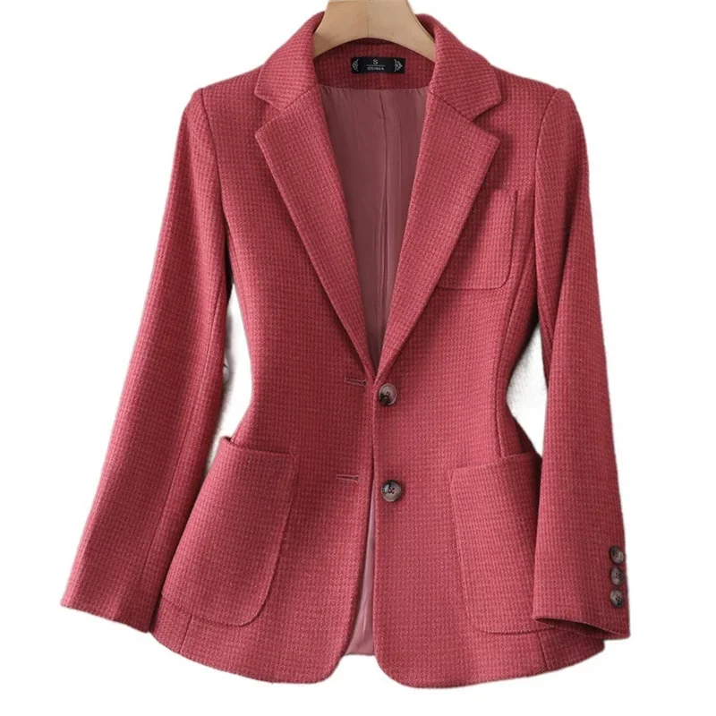 Toundstooth Tweed Damespakken 1 Stuk Blazer Vrouwelijke Kantoordame Zakelijke Werkkleding Jas Single Breasted Trouwjurk