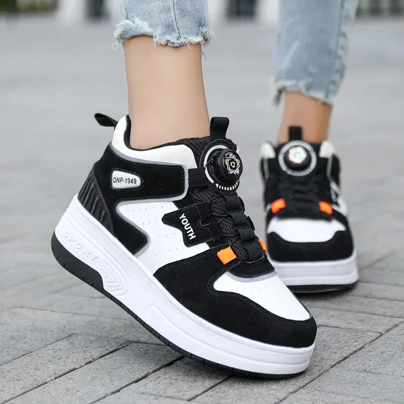 

2023 Autumn Winter Popular Children's Roller Skates Men Women's Sport Shoes With Rotating Buckle And Wheels Single Row Skating S