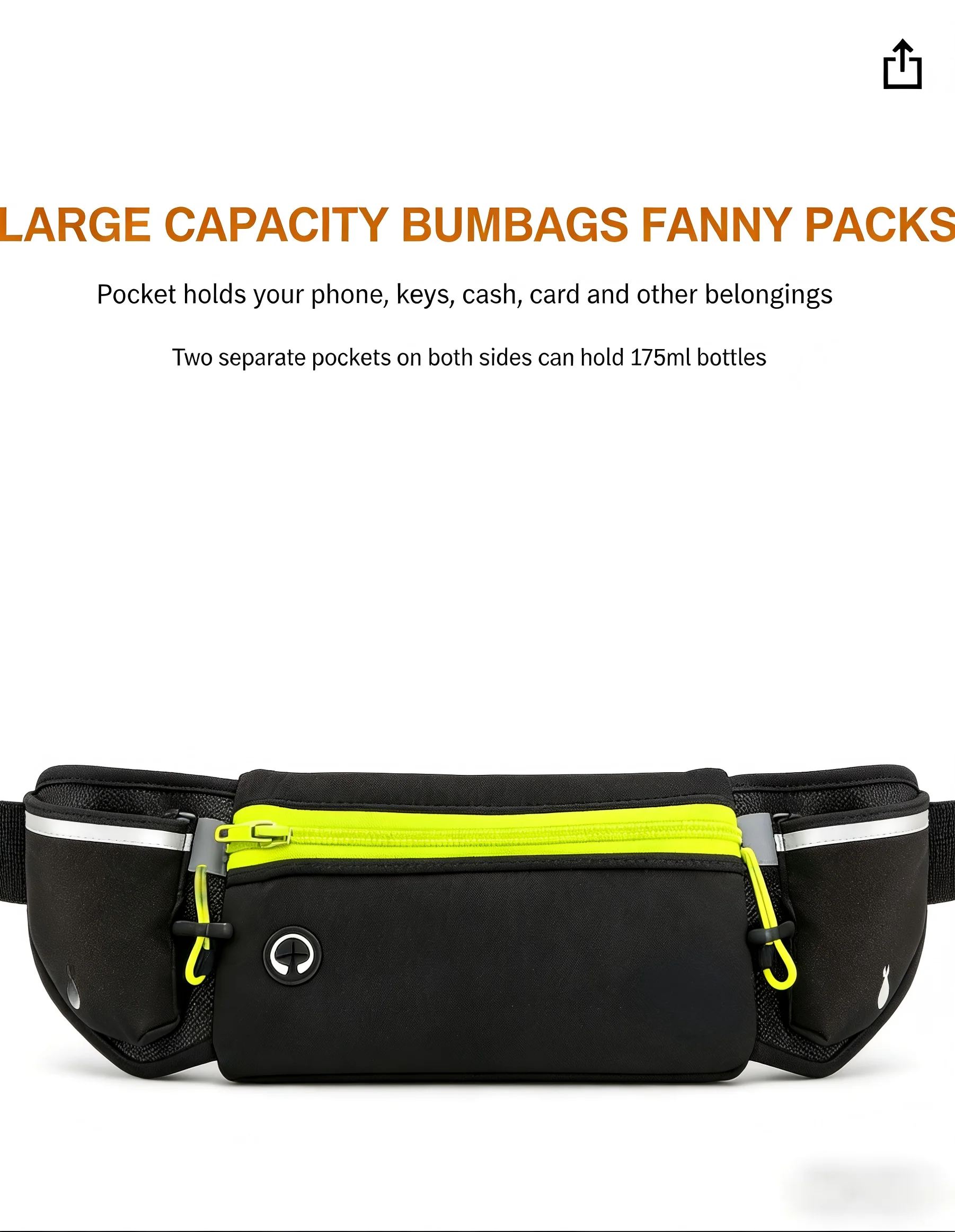 

Running Waist Bag with Dual Water Bottle Holders | Waterproof Sports Fanny Pack with Headphone Port & Anti-slip Belt for Jogging