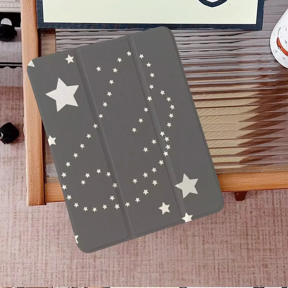Ins Cute White Angel Wing Stars Case For iPad Pro 11 12.9 13 A16 M2 M4 M3 M5 Shell 10.2 5/6/7/8/9/10/11th Mini Air 3 4 5 6 Cover