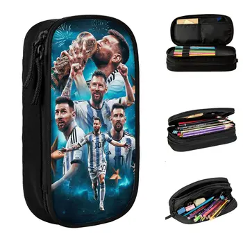 Futbol Arjantin Messi Kalem Kutusu Futbol Fan Sevgilisi Kalem Kutusu Kalem Öğrenci için Büyük Çanta Öğrencileri Okul Hediyeler Kırtasiye