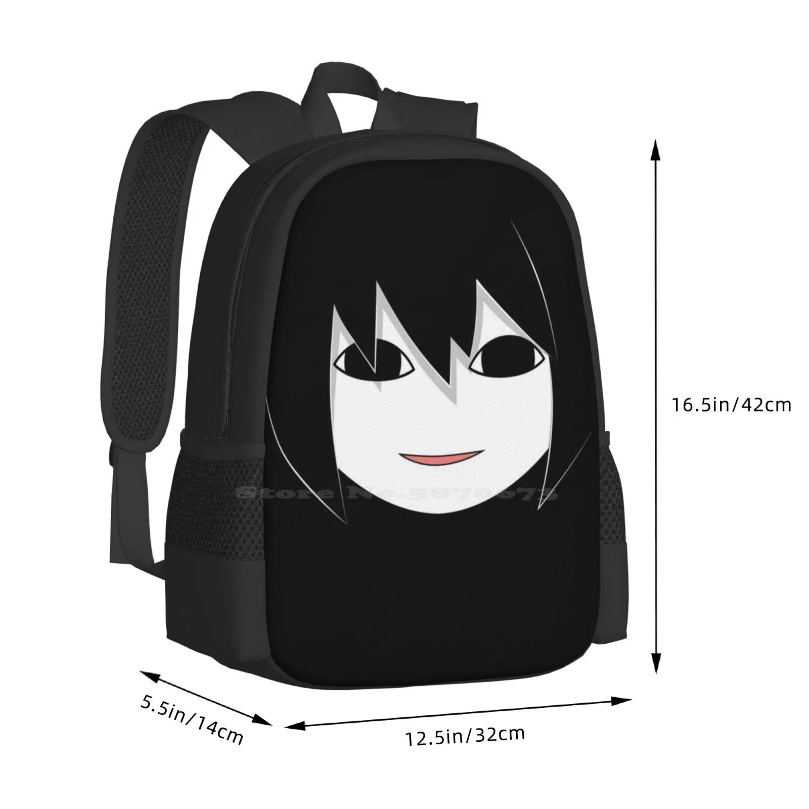 Oshino-mochila Ougi para estudiante, bolsa de viaje escolar para computadora portátil, apariencia Ougi Oshino, chica de Anime, lindo y espeluznante, negro