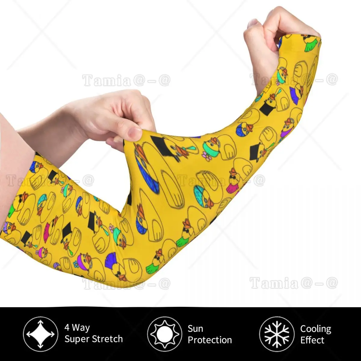 Mangas de compresión deportivas Ducky de goma, calentador para mujeres y hombres, animales de dibujos animados, mascotas, protección UV, tatuaje, cubrir para pescar