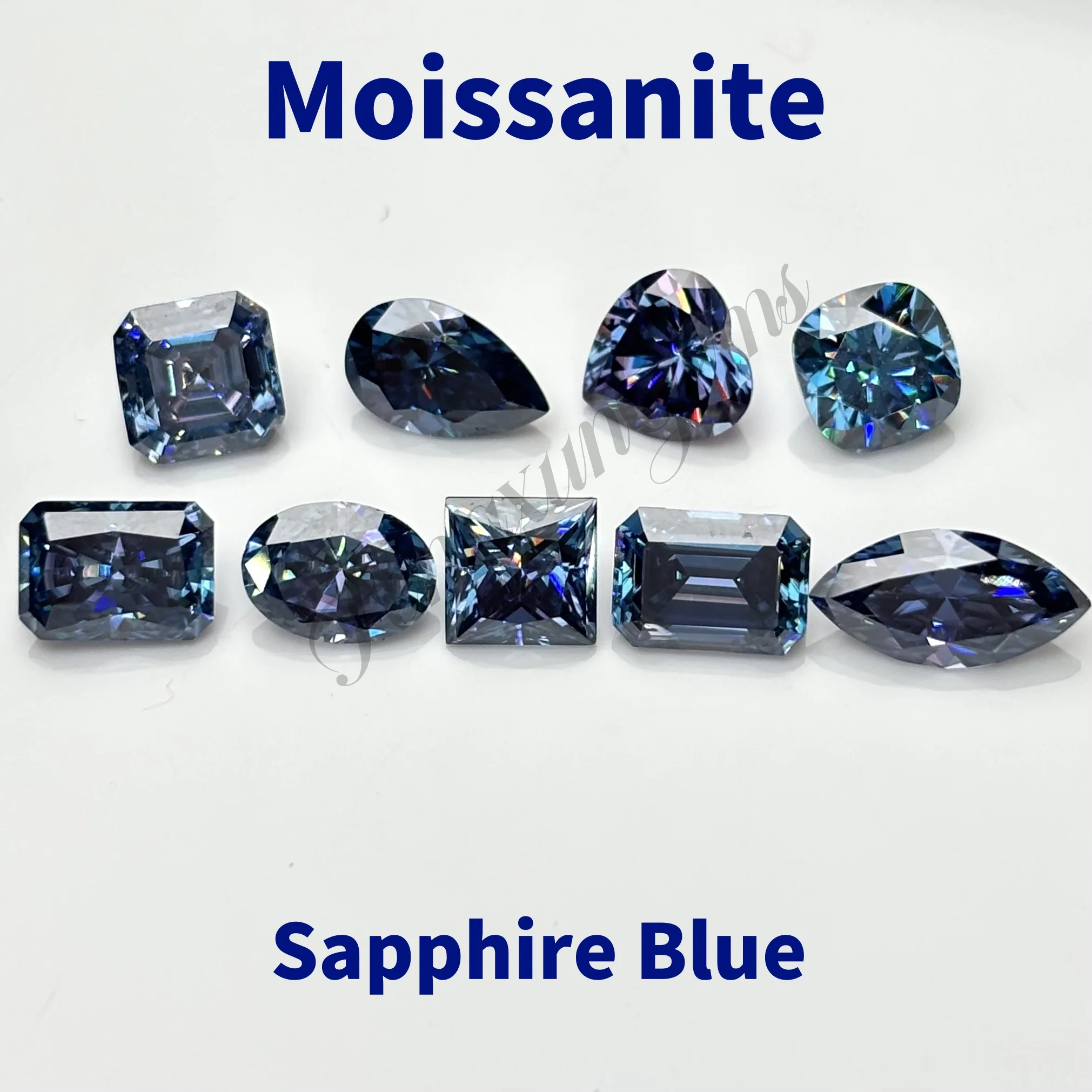 

Sapphire Blue 0.5ct~5ct Loose Moissanite Stone Pear/Marquise/Asscher Cut Lab Grown Diamonds Pass test With Certificate For Ring