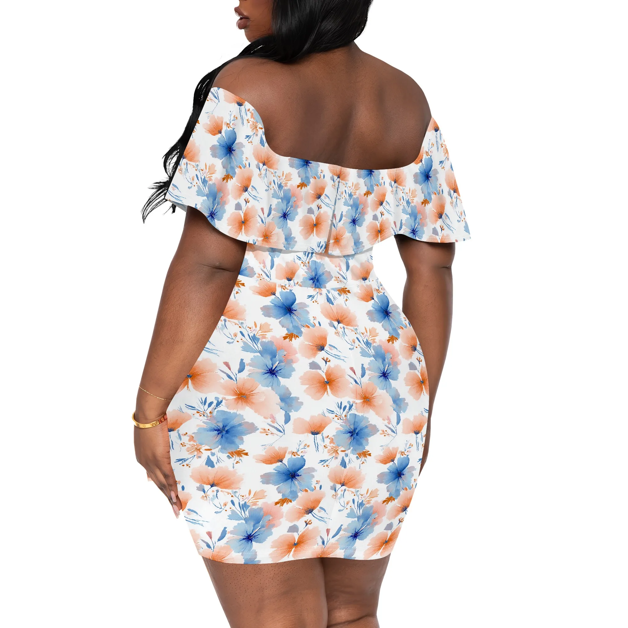 Women's Floral Off-Shoulder Dress 2025 New Arrival V-Neck Summer Beach Party Dress S-3XL
