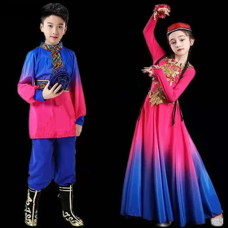

Xinjiang Uygur Dance Dress Performance Costume Girls Ethnic Minority Folk Dance Hmong Festival Dancer Outfit Tibetan Dance Dress